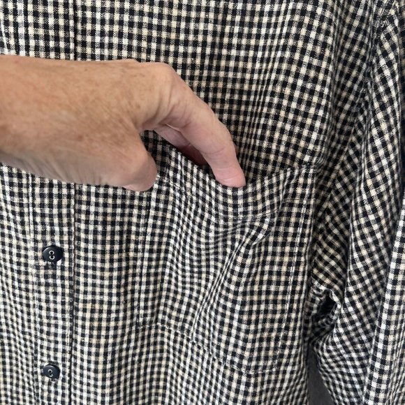 Wah Maker Frontier Clothing Mens Shirt Sz large Black&white Tiny Check Button Up - Picture 2 of 9